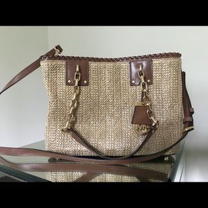 Michael Kors Straw & Leather Purse
